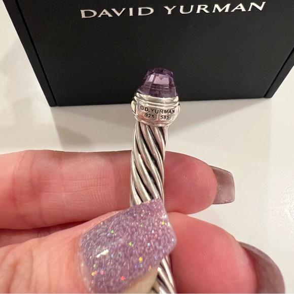 💠David Yurman Cable Classics Bracelet Silver / 14k Gold with Amethyst, 7mm NWOT - Picture 5 of 8